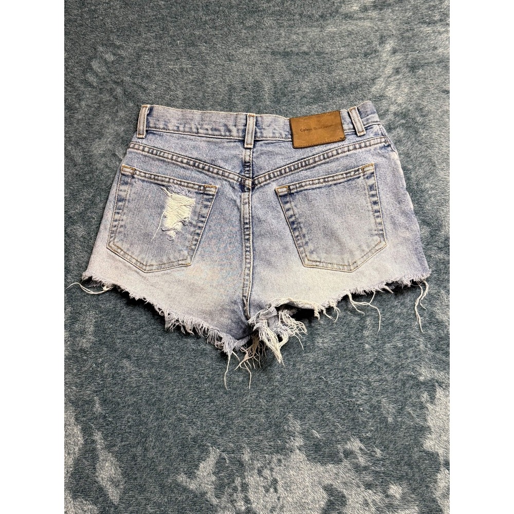 Calvin Klein Jeans Womens Light Wash Distressed Cut-off Denim Shorts Size 6 - Picture 2 of 10